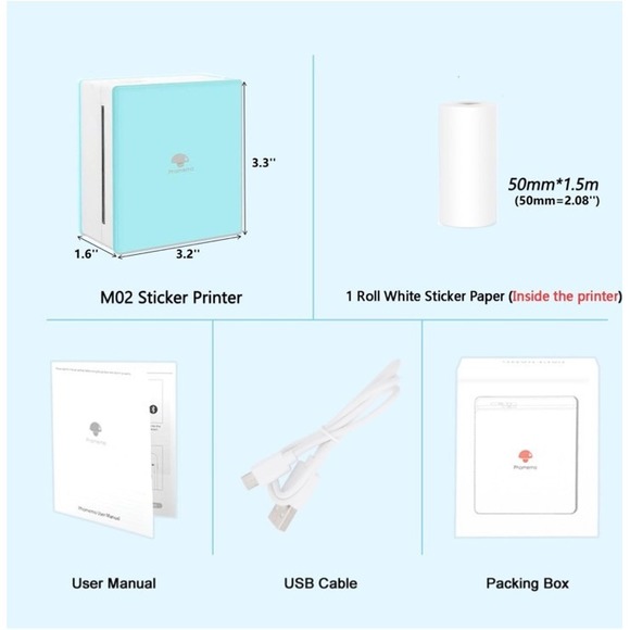 Phomemo M02 Mini Thermal Printer Mobile Printer Machine W/Bluetooth - Picture 5 of 6